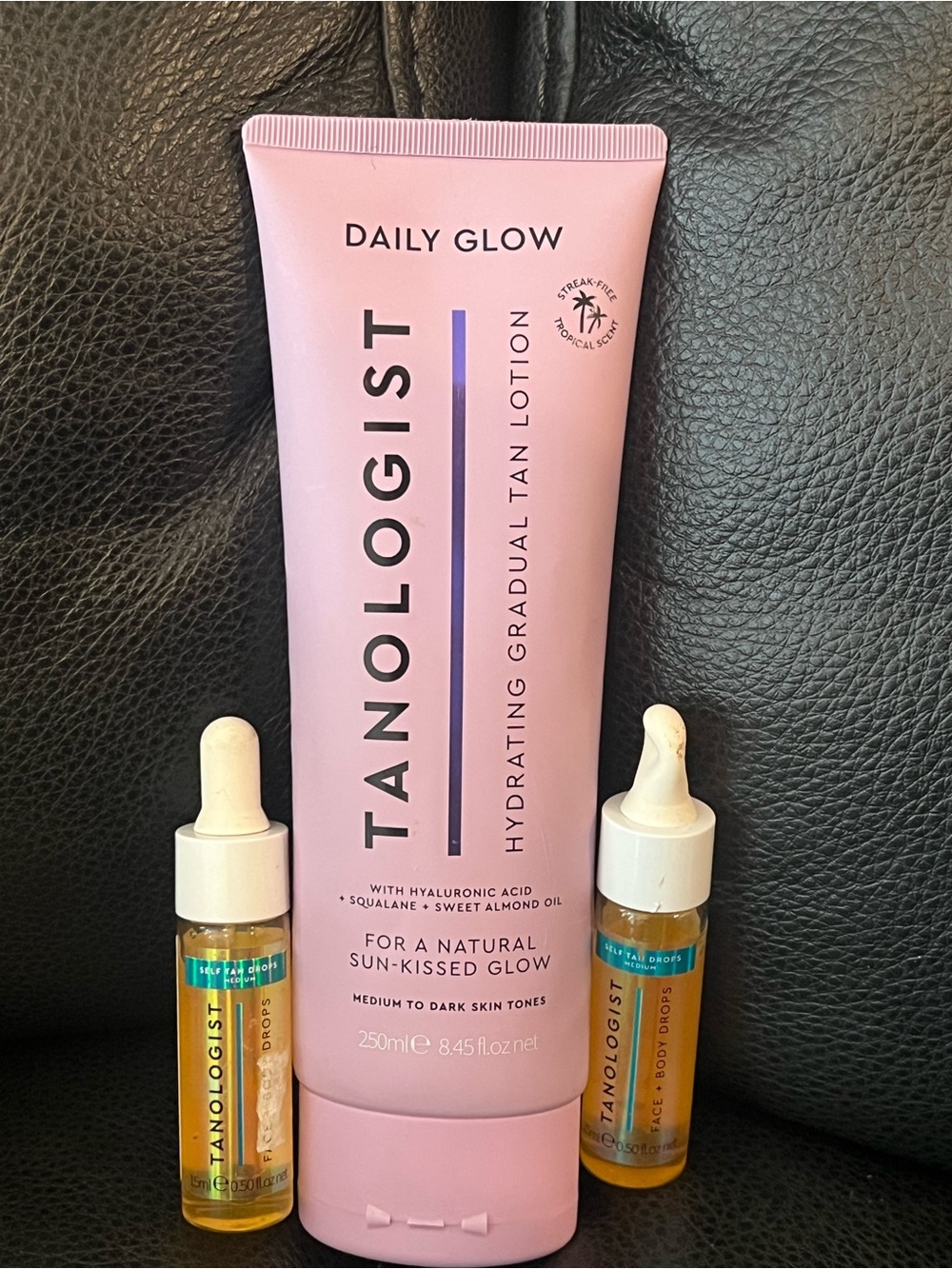 New Tanologist Daily Glow Brightening Gradual Tan Lotion-Medium/Dark + drops
